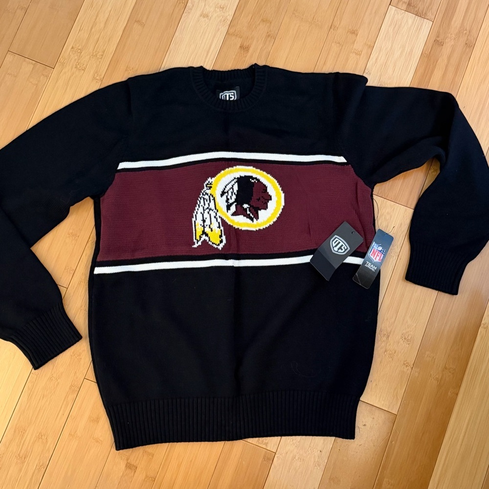 REDSKINS Black and Burgundy Men's Sweater